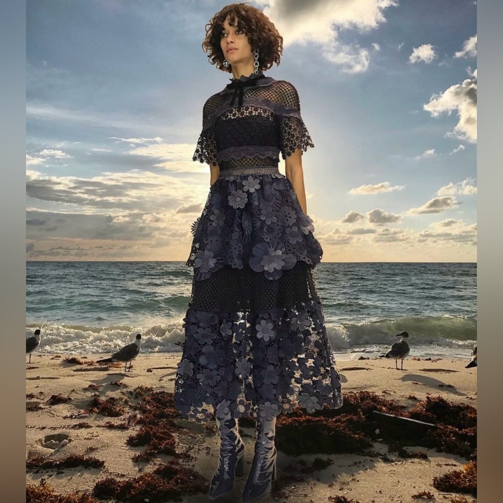 Self-Portrait 3D Mesh Panelled Dress (100% Authentic)